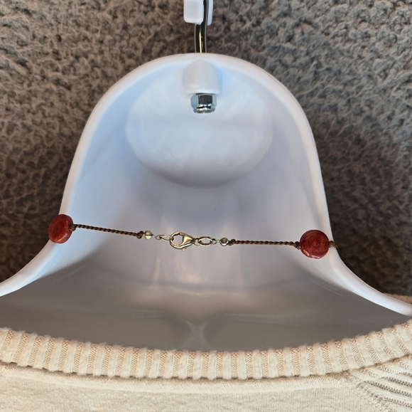 Vintage Turquoise,lemon Jasper & Red Quartz Bronze Pendant Necklace Hand Knotted - Picture 5 of 11